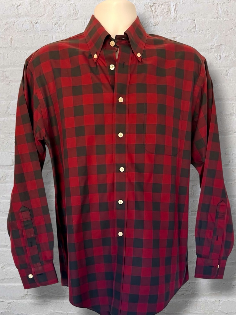 Brooks Brothers Red Black Buffalo Plaid Button Down Shirt Mens Medium